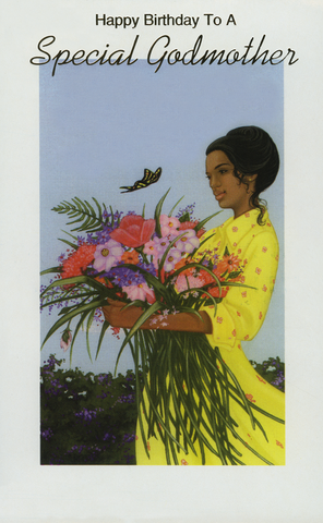 Ethnic birthday card for black Godmother