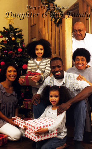 Black daughter and family christmas card
