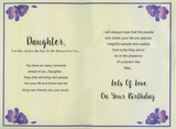 Insert for black Daughter birthday card