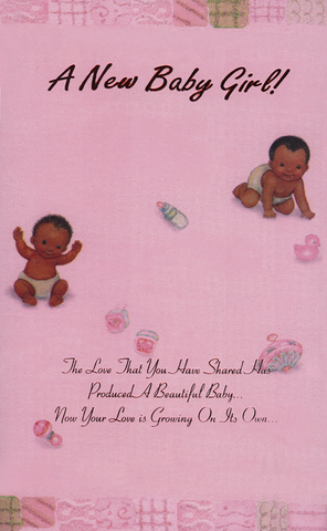 Ethnic greeting card for birth of a baby girl